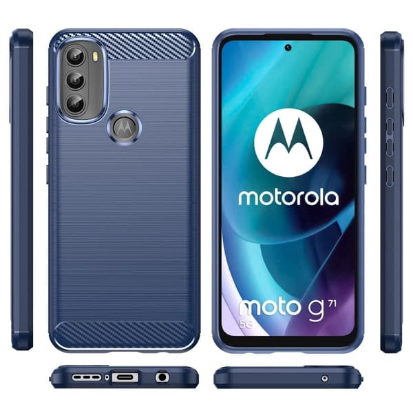 Carbon Flex Suojakotelo Motorola Moto G71 5G - Sininen Blue