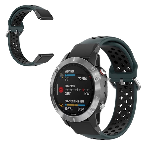 Bi-color Watch band for Garmin Fenix watch - Dark Green / Black Grön