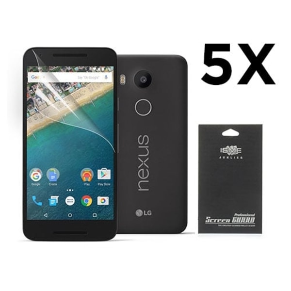 Skærmbeskyttelse til Google Nexus 5X. 5 stk. Transparent
