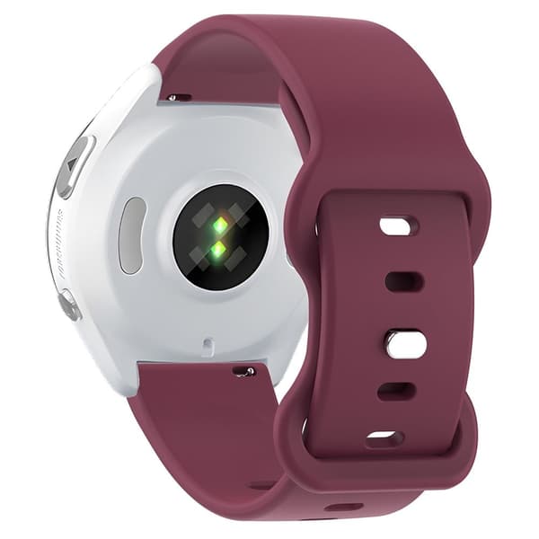 Universal 18 mm ensfarget silikonrem med sommerfuglformet spenne for smartklokke - Vinrød Red