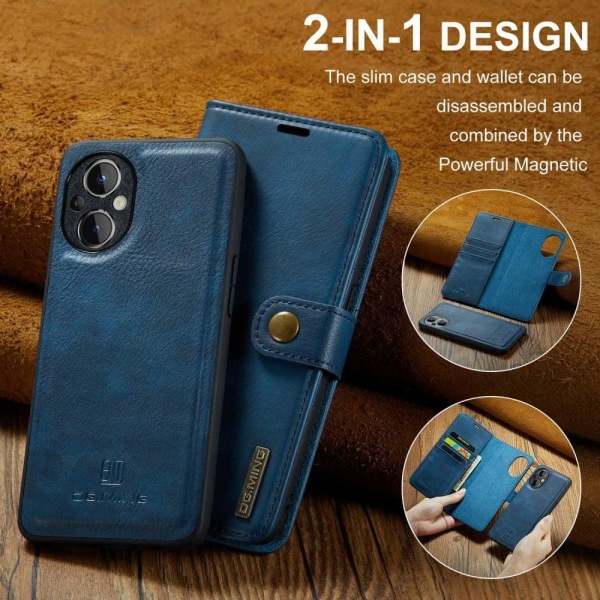 DG.Ming OnePlus Nord N20 5G 2-in-1 Lompakko Suojakotelo - Sinine Blue