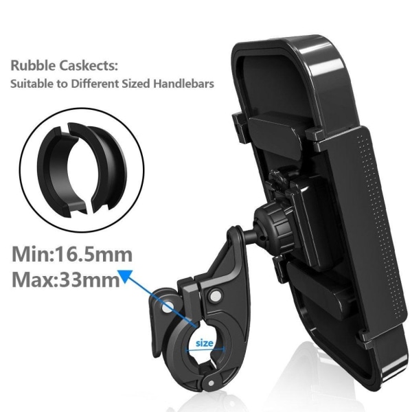 Universal waterproof touch screen bike handlebar phone holder Black