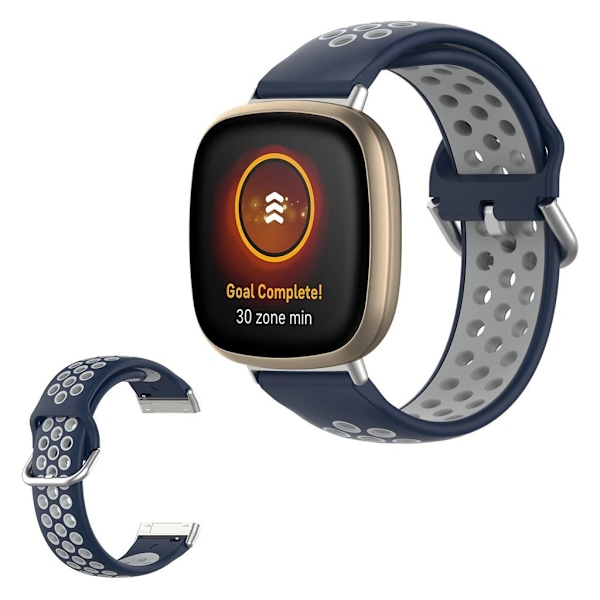 Fitbit Versa 3 / Sense bi-farve silikone rem - mørkeblå / grå Blue