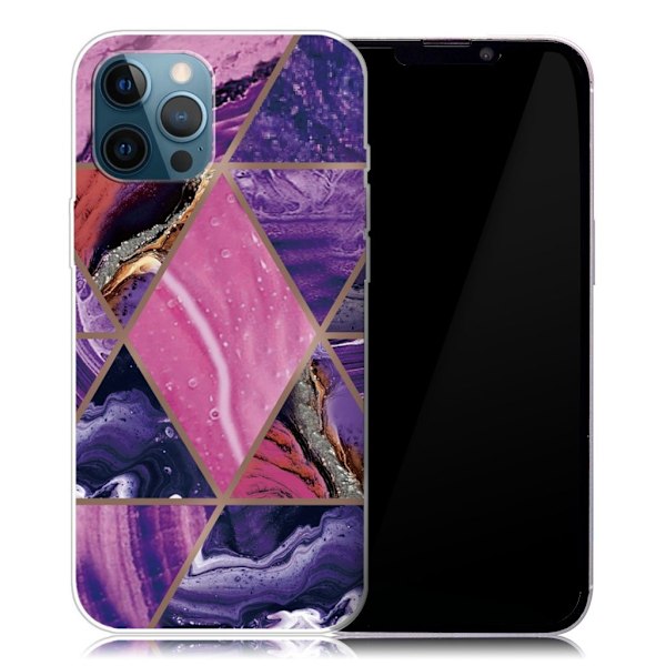 Marmordesign iPhone 13 Pro deksel - Lilla Og Rosa Marmor Multicolor