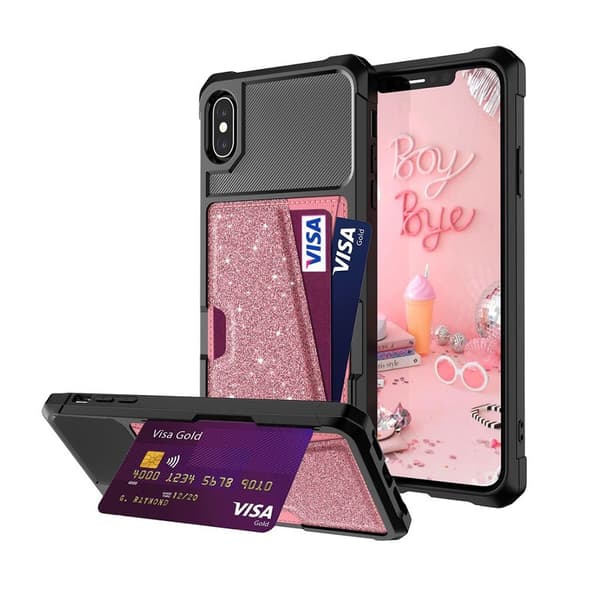 iPhone Xs Max Magnetisk Absorpsjon Glitrende Skinnetui - Gammelrosa Pink