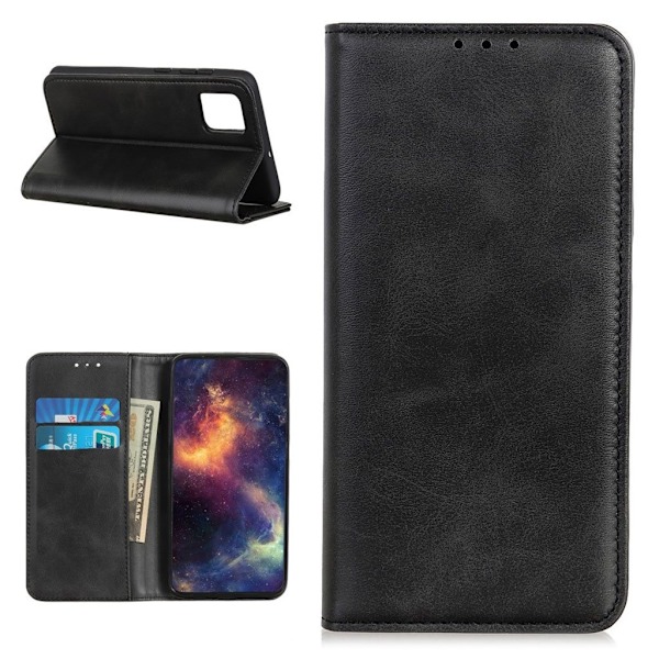 Lompakko-style Aitoa Nahkaa Läppäkotelo For OnePlus 8T - Musta Black