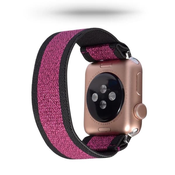 Apple Watch Series 5 / 4 44mm nylon-urrem - Sort / Rose Red