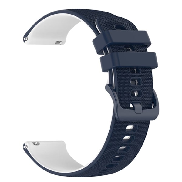 20mm kaksivärinen ruudukkokuvioinen silikonikellohihna Garmin-kelloon - Laivastonsininen / Valkoinen Blue