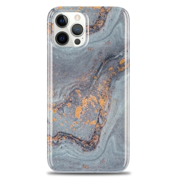 Marble iPhone 12 Pro Max Etui - Grå Silver grey