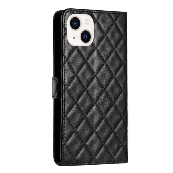 Funksjonelt rombe lommebokdeksel for iPhone 14 Plus - Svart Black