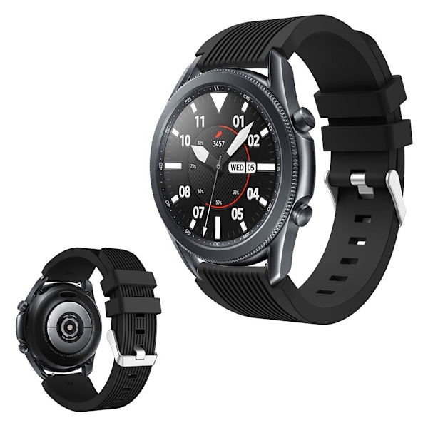 Samsung Galaxy Watch 3 (45mm) pin stripe silikone rem - sort Black