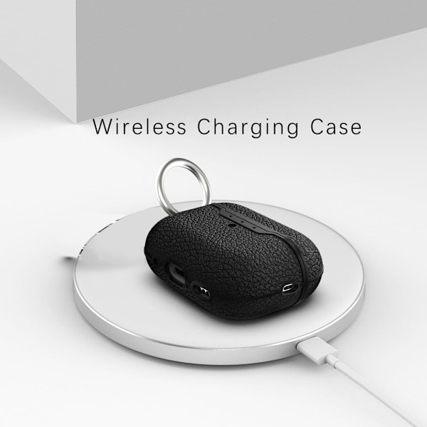 AirPods Pro 2 litchi texturfodral med spänne - Blå Blå