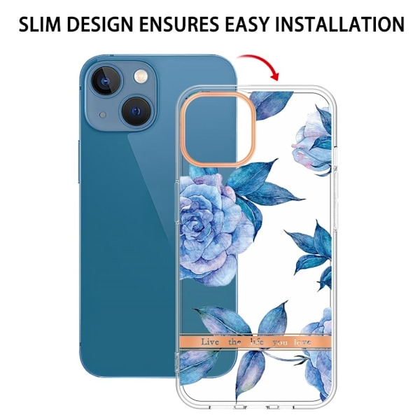 Super Slim And Durable Softcover For iPhone 14 Plus - Hc003 Sininen Peony Blue