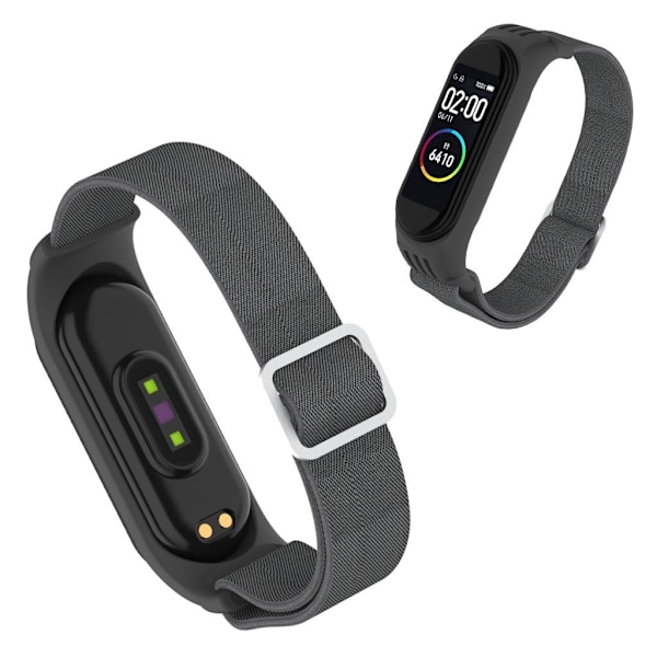 Xiaomi Mi Smart Band 6 / 5 nylon urrem - Mørkegrå Silver grey