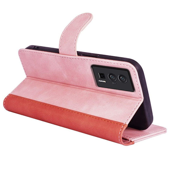Tvåfärgat Xiaomi Redmi K60 / Xiaomi Redmi K60 Pro fodral i läder - Rosa Rosa