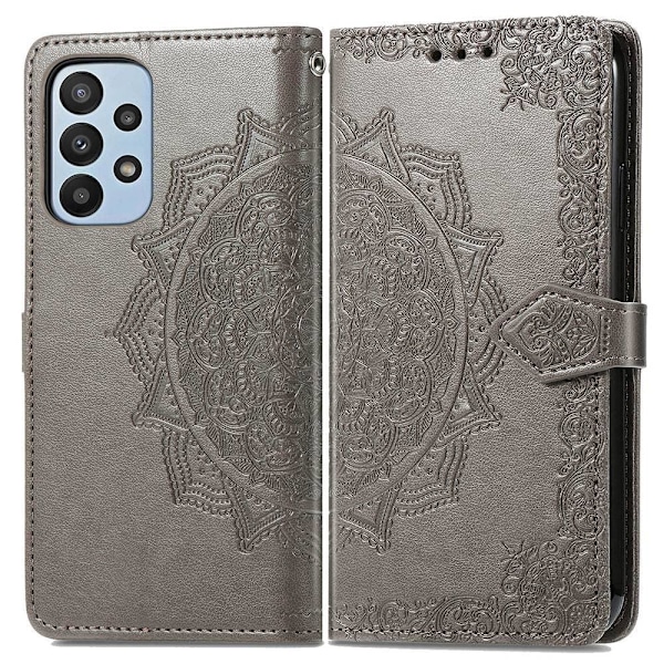 Mandala Samsung Galaxy A23 etui i lær - Grå Silver grey