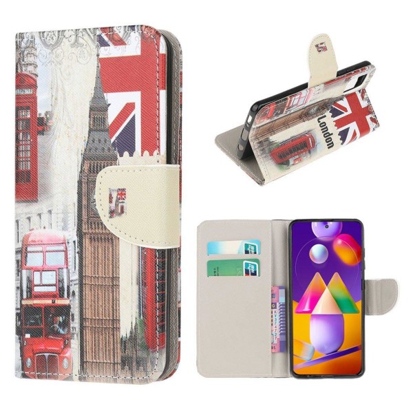 Wonderland Samsung Galaxy M31s Flip Etui - Big Ben og Uk Flag Multicolor