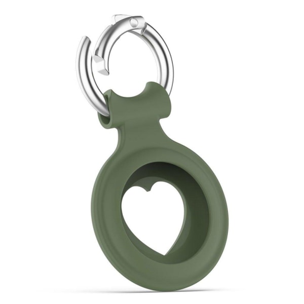 AirTags heart design silicone cover with spring buckle - Dark Gr Green