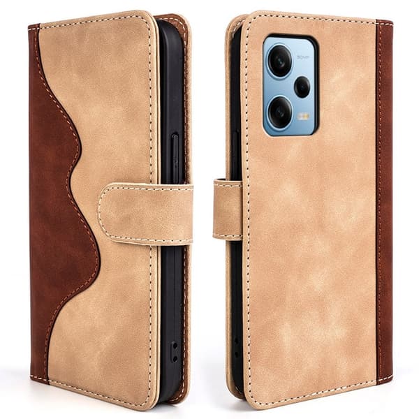 Tvåfärgat Xiaomi Redmi Note 12 Pro fodral i läder - Gul Gul