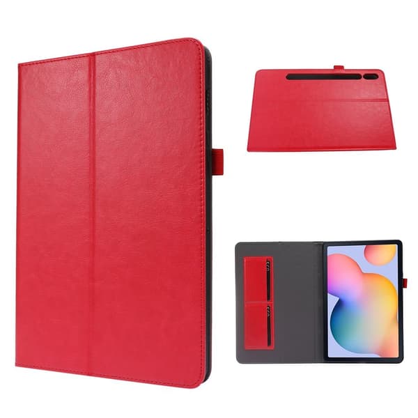 Hullu hevonen Samsung Galaxy Tab S7 nahkainen flip case - Punainen Red