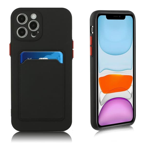 Kortholdercover til iPhone 12 Pro Max - Sort Black