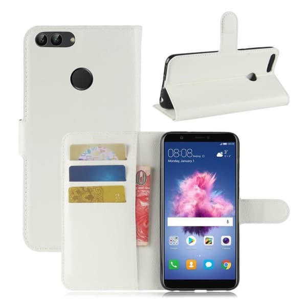 Huawei P Smart Etui laget av kunstlær og silikon - Hvit White