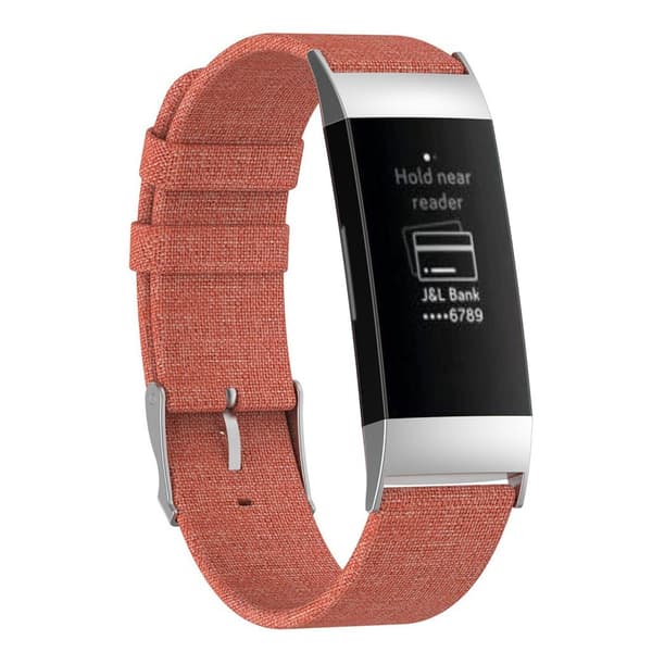 Fitbit Charge 3 erstatnings urrem i kanvas med stål forbinder - Orange Orange