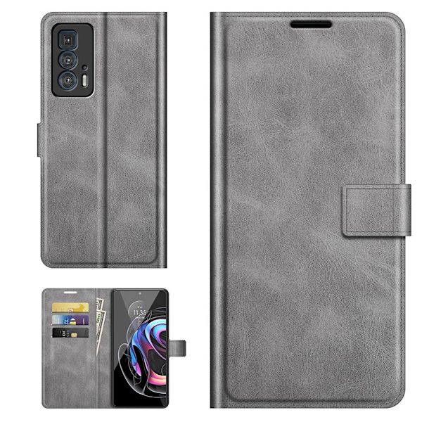 Lompakko Nahkakotelo For Motorola Edge 20 Pro - Harmaa Silver grey