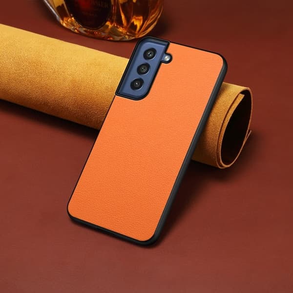 Mat og elegant tekstureret Samsung Galaxy S21 FE cover - Orange Orange