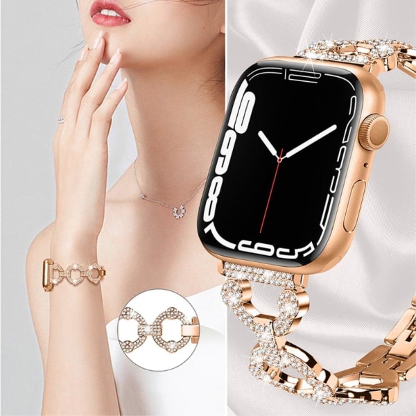 Elegant urrem med rhinstensdekor til Apple Watch Series 8 (45 mm Pink