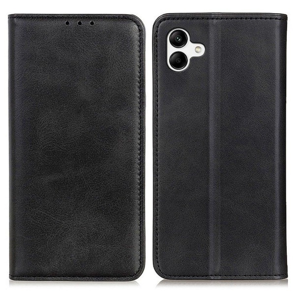 Lompakko-style Aitoa Nahkaa Läppäkotelo For Samsung Galaxy A04e - Musta Black