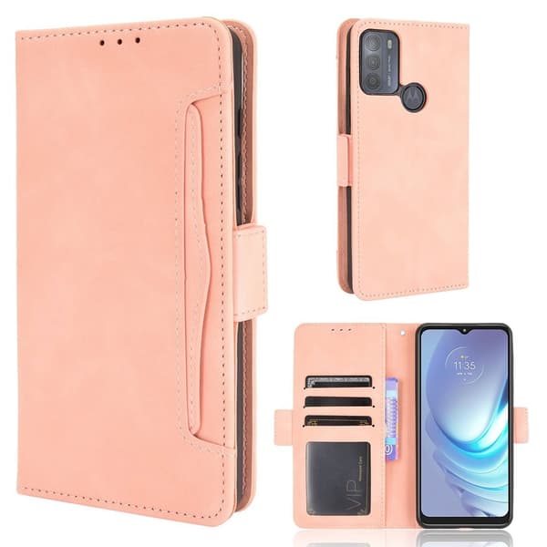 Modernt Motorola Moto G50 fodral med plånbok - Rosa Rosa