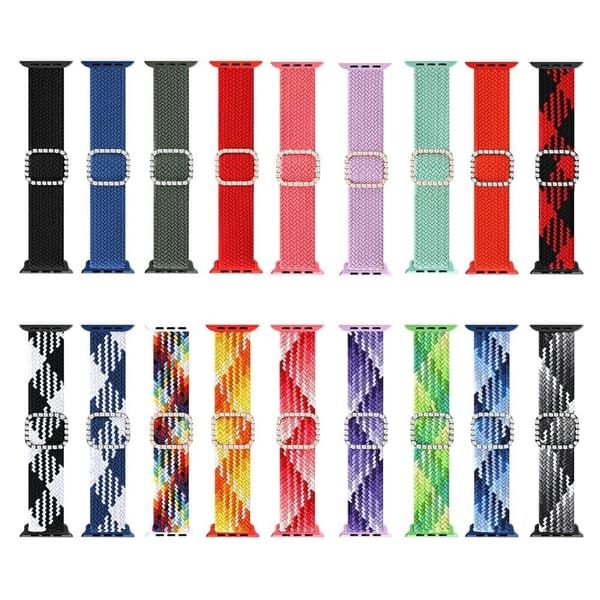 Apple Watch 42mm - 44mm nylon urrem med rhinestone spænde - Blå Blue