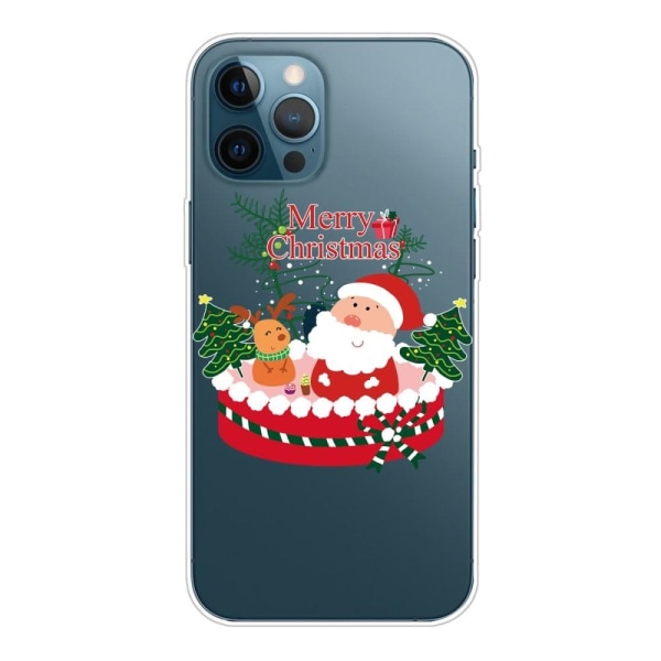 Christmas Series Santa Deer Pattern IMD Flexible Protective mobil cover iPhone 13 Pro Max 6.7 inch - Julehjerte Multicolor