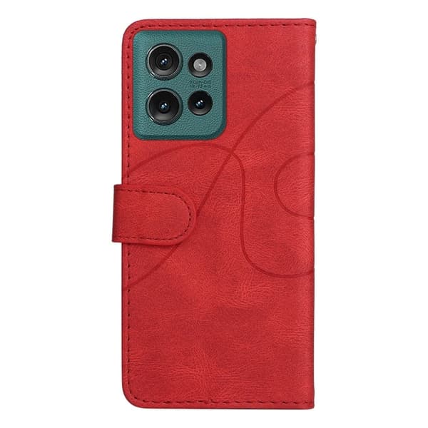 Teksturert læretui med stropp for Motorola Edge 50 - Rød Red