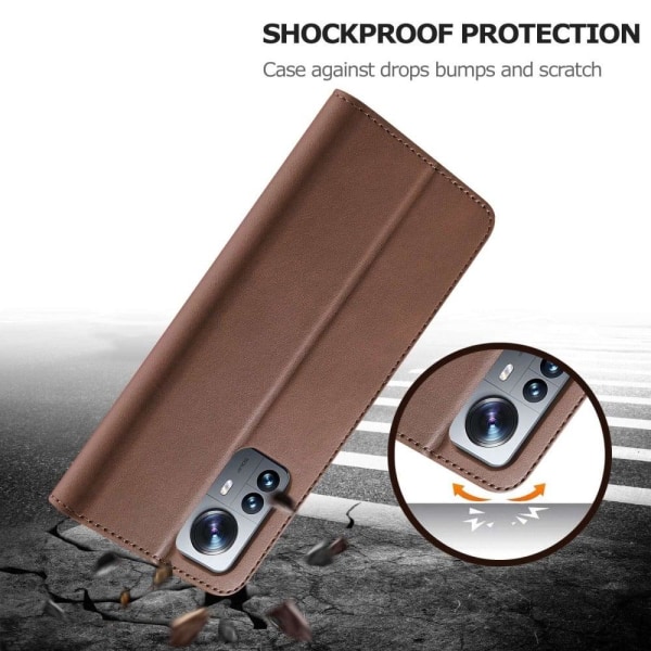 LC.IMEEKE Xiaomi 12 Pro flip case - Ruskea Brown