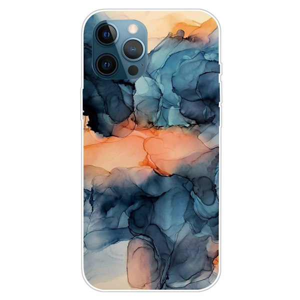 Marble iPhone 15 Etui - Orange Between The Blues Blue