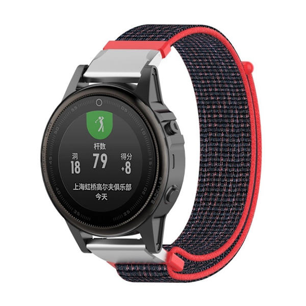Garmin Fenix 6S / Fenix 5S Plus nylon loop Urrem - Rød / Sort Black