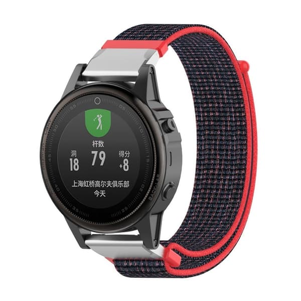 Garmin Fenix 6S / Fenix 5S Plus nylonsilmukkainen kellonauha - Punainen / Musta Black