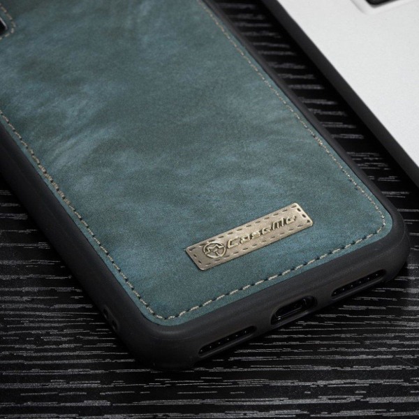 iPhone Xs Max CASEME vintage tyylinen haljais nahkainen lompakko Blue