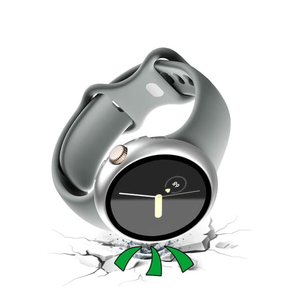 Google Pixel Watch matte cover with tempered glass - Bright Silver Silvergrå