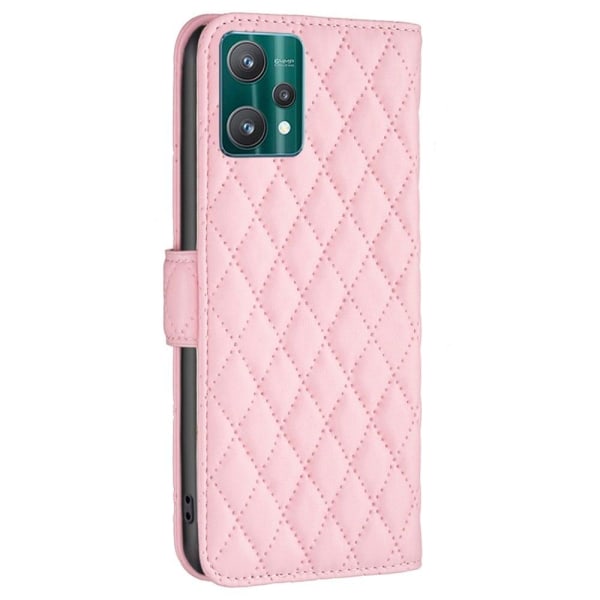 Matt Realme V25 / Realme 9 Pro fodral med rombmönster - Rosa Rosa