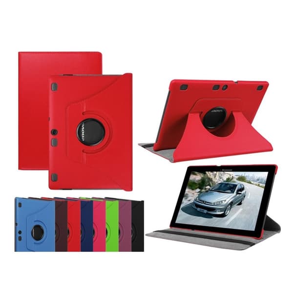 Lenovo Tab 3 Plus 10 Etui laget av plastikk og kunstlær – Rød Red