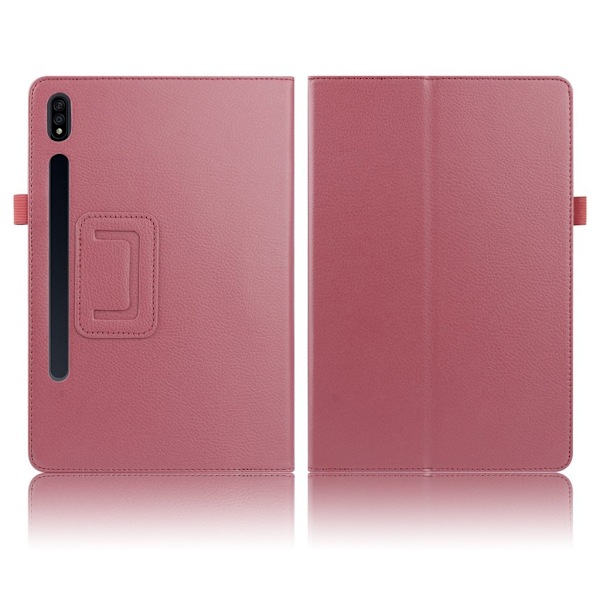Samsung Galaxy Tab S7 Plus litchi læder flip etui - Rose Pink