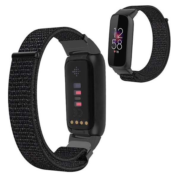 14mm Fitbit Luxe nylon silmukka kellon hihna - Musta Black