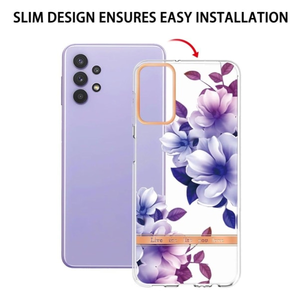 Erittäin ohut ja kestävä pehmeäkantinen Samsung Galaxy M32 5G / A32 5G - Violetti Begonia Purple