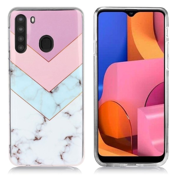 Marmormotiv Samsung Galaxy A21 skal - Trefärgad Marmor multifärg