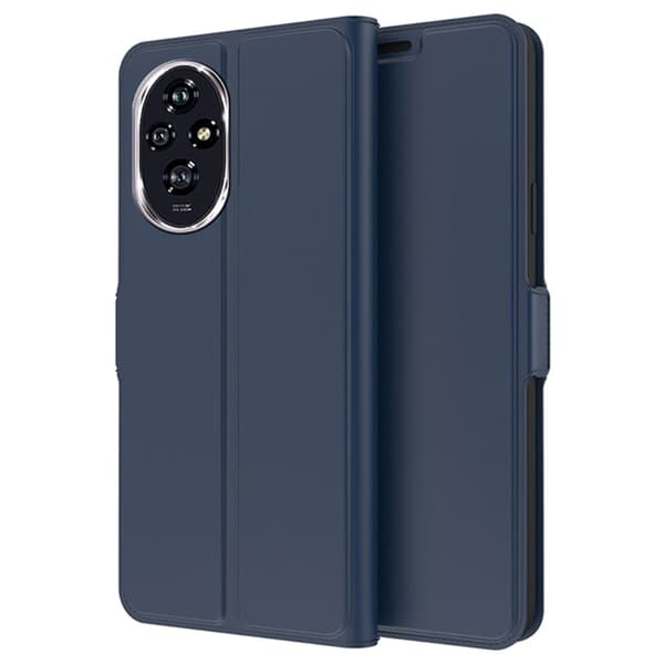 Glatt og tynt premium PU-skinnetui for Honor 200 - Blå Blue