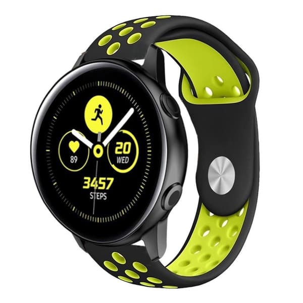 Samsung Galaxy Watch Active tofarvet silikone Urrem - Sort / Gul Black