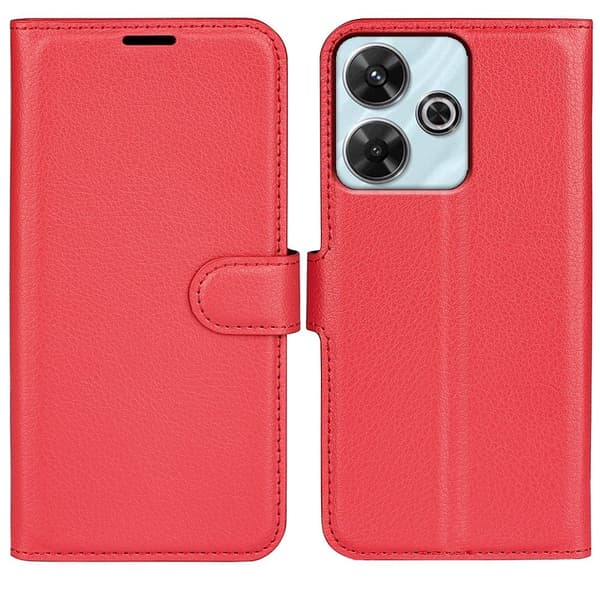 Classic Xiaomi Redmi 13 / Xiaomi Redmi Note 13R / Xiaomi Poco M6 flip kuoret - Punainen Red